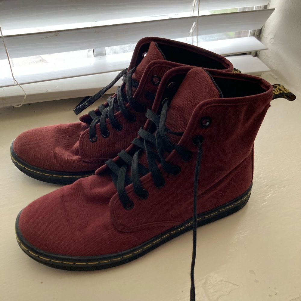 Doc Martens burgundy canvas boots sz 6